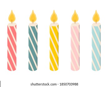 Happy birthday striped burning candle set of elements