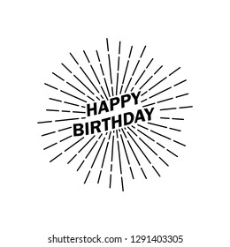Happy birthday sunburst illustration.Happy birthday greeting card.Retro,vintage design.