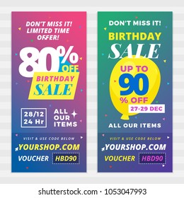 Happy Birthday Super Sale Banner. Online Shop Website Promotion