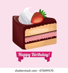 happy birthday sweet dessert celebration vector illustration design