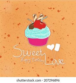 Happy Birthday sweet love with cupcakes