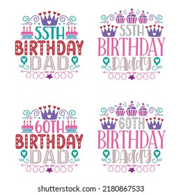 Happy Birthday T shirt And SVG Design Bundle, Birthday T shirt Design Graphic, Vector EPS Editable Files Bundle, can you download this Designs Bundle..