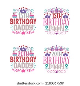 Happy Birthday T shirt And SVG Design Bundle, Birthday T shirt Design Graphic, Vector EPS Editable Files Bundle, can you download this Designs Bundle..