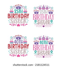 Happy Birthday T shirt And SVG Design Bundle, Family birthday Party Celebration t shirt for Gift, Vector EPS Editable Files Bundle, can you download this Designs Bundle..