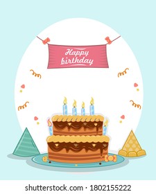 1st Happy Birthday Greeting Card Typography Stock Vector (Royalty Free ...