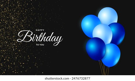 Happy birthday template design. Birthday celebration background with balloon and confetti decorations. Vector illustration