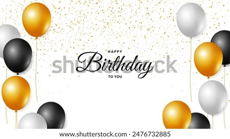 Happy birthday template design. Birthday celebration background with balloon and confetti decorations. Vector illustration