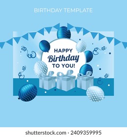 happy birthday template design with platform style