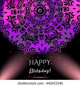  Happy Birthday template and mandala pattern, brochure, gift certificate, party invitation, congratulation