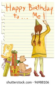Happy birthday template postcard