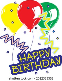 Happy Birthday Text Balloons Vector Icon Stock Vector (Royalty Free ...