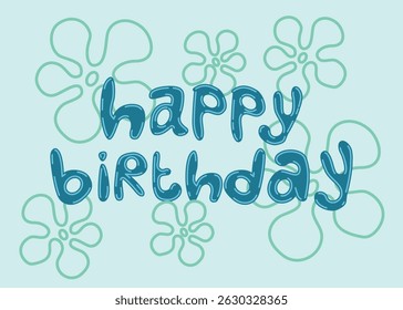 texto de aniversário feliz com fundo azul. Perfeito para cartões de felicitações, convites para festas, cartazes e conteúdo de aniversário digital. 