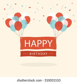Happy birthday text box, Color balloon with light background.