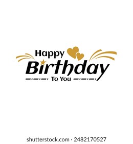 Happy birthday. Text calligraphy. Can be used to print t-shirts and invitations.