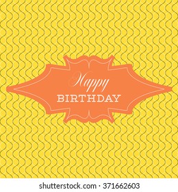 Happy birthday text card label vector illustration over geometric pattern background.