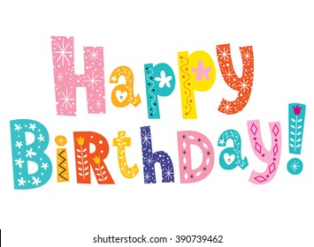 Happy Birthday text decorative type unique lettering design