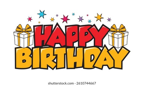 Happy Birthday text design with gift  box