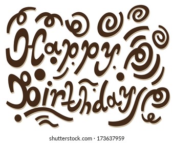 Happy Birthday -  text doodles vector