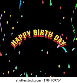 happy birthday text effect black background