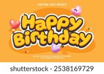 Happy birthday text effect cartoon sign 04 - vector illustration