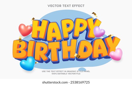 Happy birthday text effect cartoon sign 03 - vector illustration