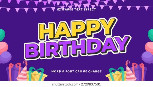 Happy Birthday Text Effect with Festive Decorations