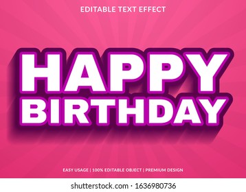 happy birthday text effect template with 3d bold type style and retro concept use for brand label and logotype 