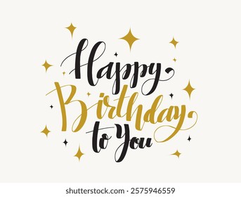 Happy birthday text effect wish. Lettering gold beautiful Happy Birthday text vector, Happy Birthday text golden template. Vector illustration.