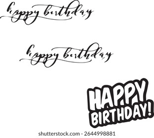Happy birthday text effect wish happy birthday silhoutte vector text fonts style
