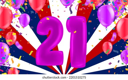 Happy Birthday Text With Golden Confetti Falling and Glitter Particles, Colorful Flying Balloons Seamless Loop Animation for Greeting, Invitation card, Party, celebration, 