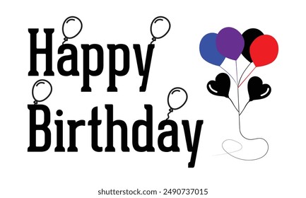 Happy birthday text. Birthday greeting vector background design. Happy birthday text with colorful balloons and party elements for kids birth day party messages. Happy birthday. Eps 10.