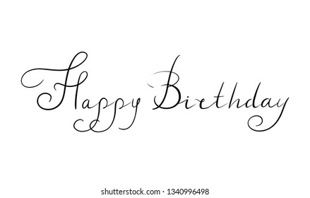 Happy Birthday text. Hand drawn lettering. Grunge Element. Typography Brush. Illustration for banner, poster and greeting card.