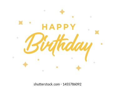 Happy Birthday Text, Happy Birthday Icon, Happy Birthday Decoration, Vector with Stars and Dots Illustration Background Template