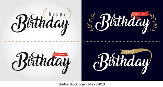 Happy birthday text logo or banner. Vector illustration