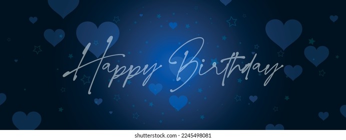 happy birthday text on blue background.
