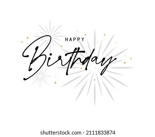 happy birthday text on white background.