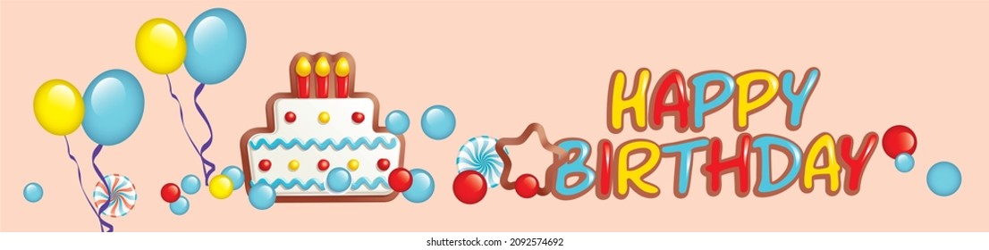 Happy birthday text with party element