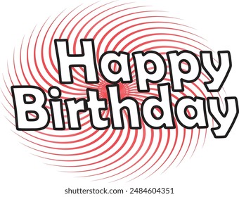 Happy Birthday Text With Rounded Background, illustration, vector, Simple And Minimalist Design