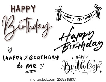 Happy Birthday Text Sets Designs, Colorful and Fun Typography, Perfect for Party Invitations and Decorations, Celebrate in Style with Creative and Eye-Catching Birthday Messages.