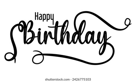 Happy birthday text typhography transparent background