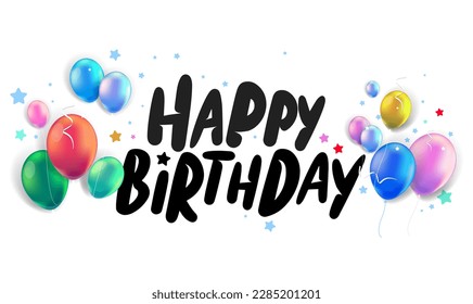 happy birthday text typography with festive elements