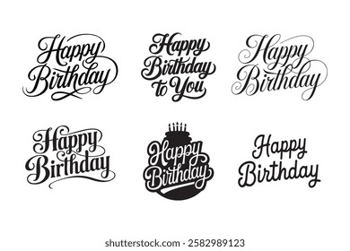 Happy Birthday text typography vector on white background
