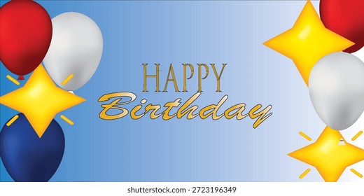 Happy birthday text vector background design. Birthday greeting in pattern space for typography with party balloon elements. Vector Illustration
