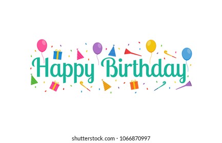 Happy Birthday Text Vector Design Template for Greeting Card, Birthday Card