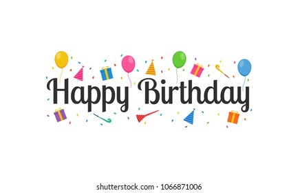 Happy Birthday Text Vector Design Template for Greeting Card, Birthday Card