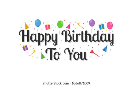 Happy Birthday Text Vector Design Template for Greeting Card, Birthday Card