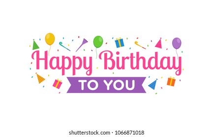 Happy Birthday Text Vector Design Template for Greeting Card, Birthday Card