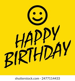 Happy birthday text vector design. Birthday typography with gift box, cake, balloons and party hat colorful elements decoration. Vector illustration dedication template background.