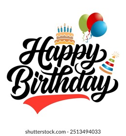 Happy birthday text vector illustration design.