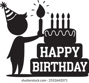Ilustración vectorial de texto de feliz cumpleaños Eps 10